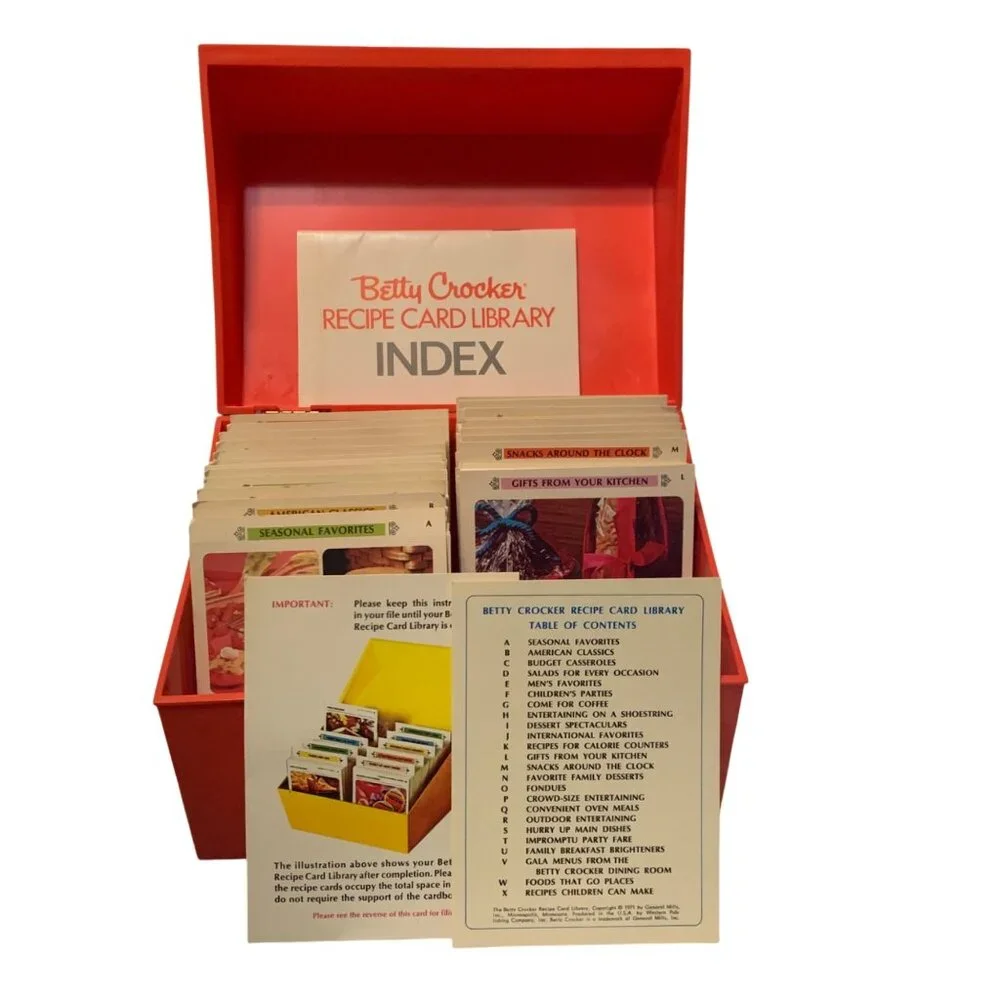 Vintage 70s Betty‎ Crocker Recipe Card Library Red Box Index Cards Set Retro